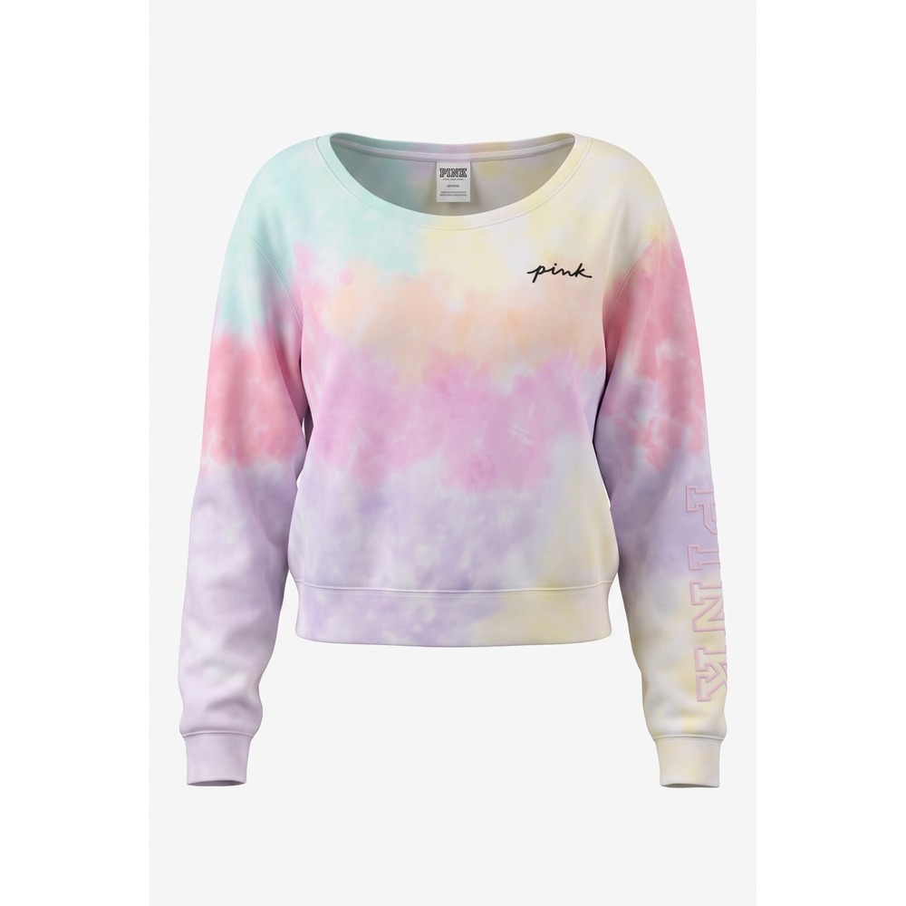 PINK Victoria's Secret Tie Dye Pastel Sweatshirt Script Logo Pullover Medium